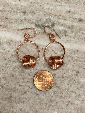 Endless Love Knot Textured Copper Hoop Earrings